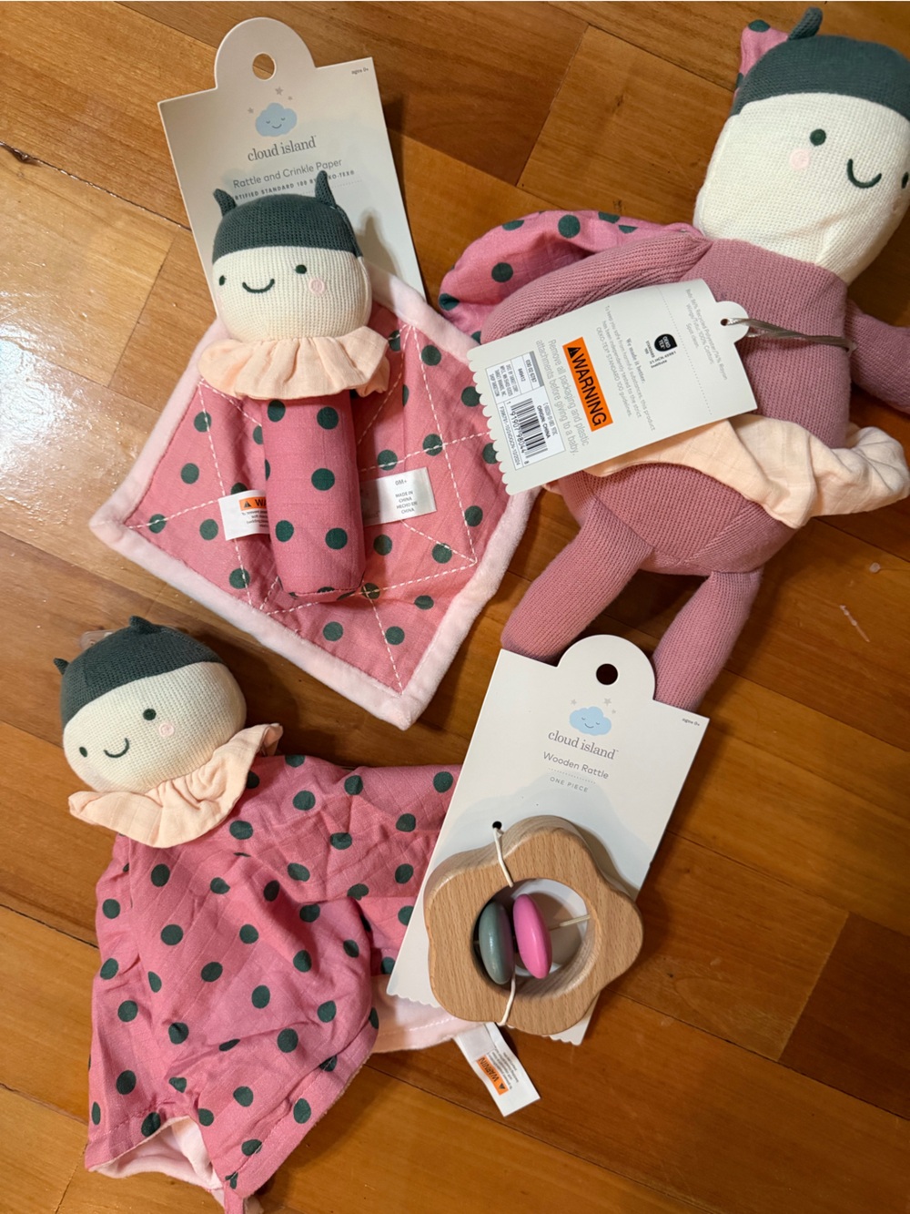cloud island Pink Polka Dot Doll and Accessory Set with Green Accents